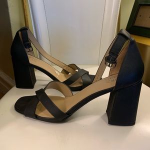 Black Faux Leather Strap Sandals.